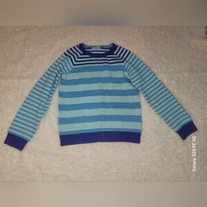 HANNA ANDERSSON * Blue Striped Girls  Sweater * Size 130  * US Size 8 *